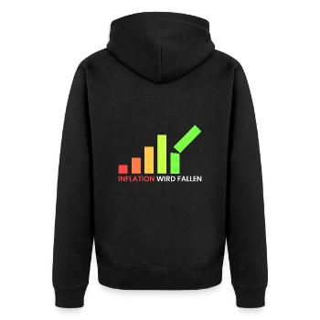 Inflation wird fallen - Unisex Premium Bio Zip Hoodie - Schwarz - Hinten - Nico (187cm)