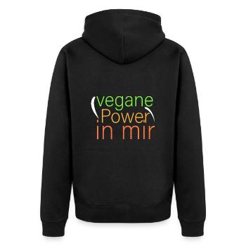 vegane Power in mir - Unisex Premium Bio Zip Hoodie - Schwarz - Hinten - Nico (187cm)