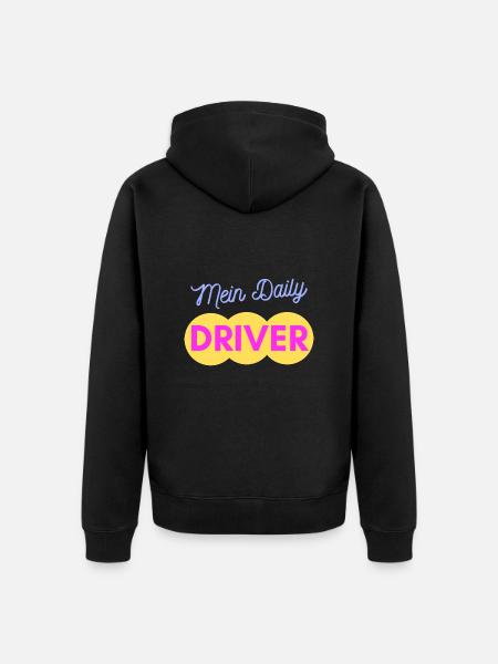 mein Daily Driver - Unisex Premium Bio Zip Hoodie - Schwarz