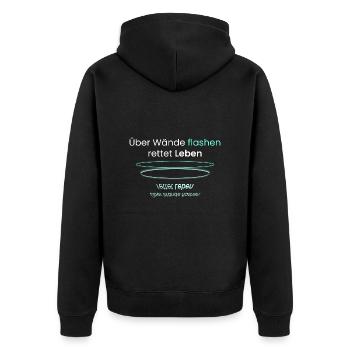 Flashe über Wände!! - Unisex Premium Bio Zip Hoodie - Schwarz - Hinten - Nico (187cm)