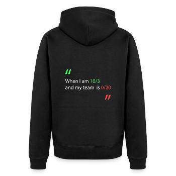 Quand je suis en tête contre mon équipe - Veste à capuche bio Premium Unisexe - noir - Dos - Nico (187cm)