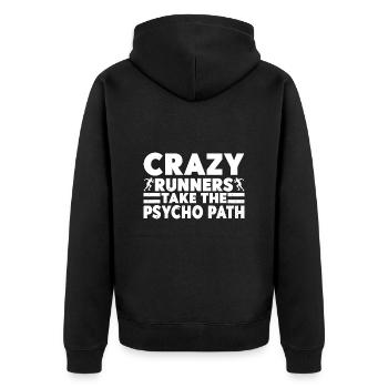 Marathon Runner Crazy Runners Running - Unisex Premium Bio Zip Hoodie - Schwarz - Hinten - Nico (187cm)