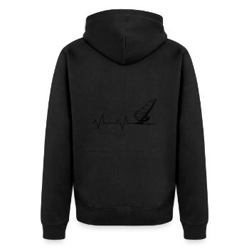 Herzschlag Surfer Wellenreiter - Unisex Premium Bio Zip Hoodie - Schwarz - Hinten - Nico (187cm)