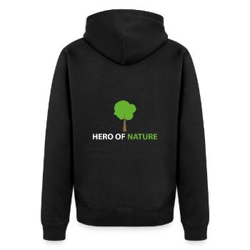 Hero of Nature - Unisex Premium Organic Zip Hoodie - black - Back - Nico (187cm)
