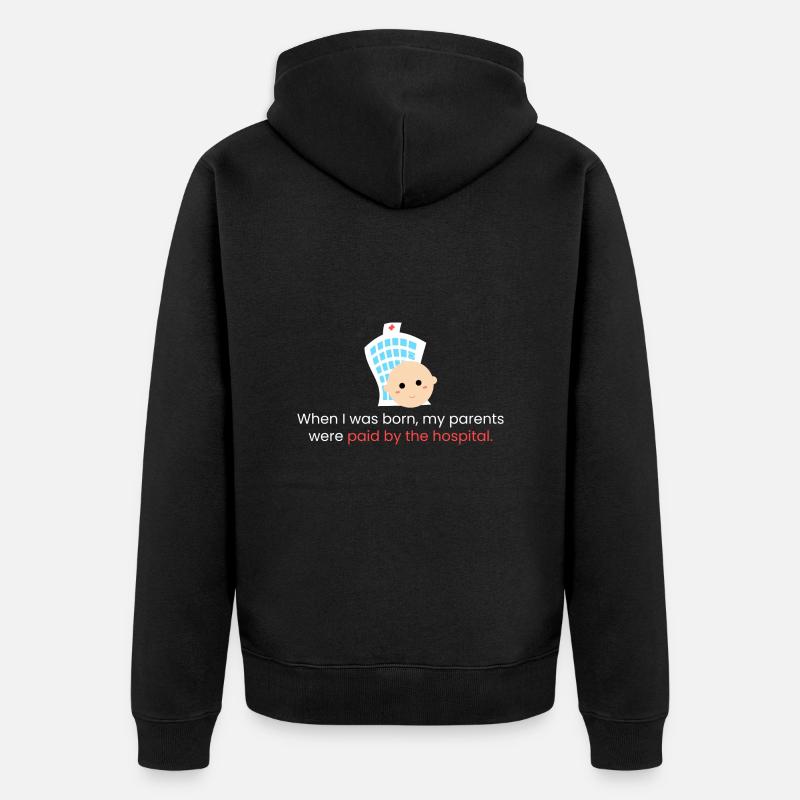 Quand je suis né - Veste à capuche bio Premium Unisexe - noir