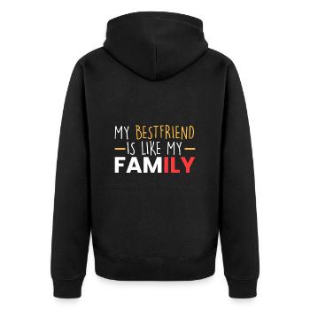 Mein bester Freund ist wie eine Familie - Unisex Premium Bio Zip Hoodie - Schwarz - Hinten - Nico (187cm)