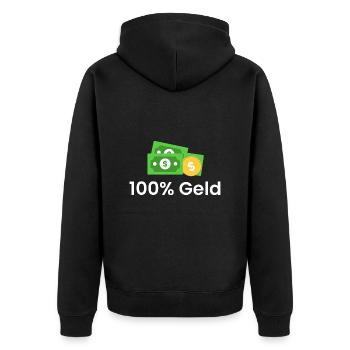 100% Geld - Unisex Premium Bio Zip Hoodie - Schwarz - Hinten - Nico (187cm)