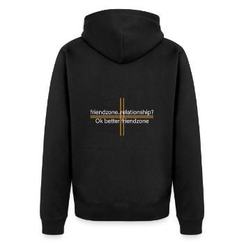 Beziehung? besser Freundschaftszone - Unisex Premium Bio Zip Hoodie - Schwarz - Hinten - Nico (187cm)