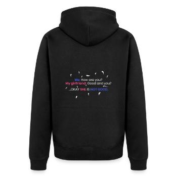 Ma copine: Bien et toi? - Veste à capuche bio Premium Unisexe - noir - Dos - Nico (187cm)