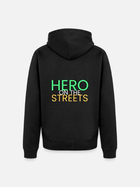 Held auf der Straße - Unisex Premium Bio Zip Hoodie - Schwarz