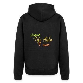 veganer Lebensstil 4 ever - Unisex Premium Bio Zip Hoodie - Schwarz - Hinten - Nico (187cm)