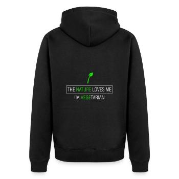 Die Natur liebt mich - ich bin Vegetarier - Unisex Premium Bio Zip Hoodie - Schwarz - Hinten - Nico (187cm)