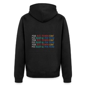 beste Freundin besser als Freund - Unisex Premium Bio Zip Hoodie - Schwarz - Hinten - Nico (187cm)