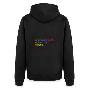 Wenn ich meine Brille abnehme - Unisex Premium Bio Zip Hoodie - Schwarz - Hinten - Nico (187cm)