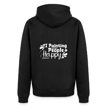 Funny Art Painter I Painting People Happy Drawing - Unisex Premium Organic Zip Hoodie - black - Back - Nico (187cm)
