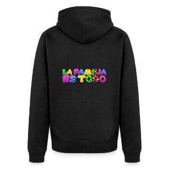 La Familia es todo Eltern Kind Geburt Mama Papa - Unisex Premium Bio Zip Hoodie - Schwarz - Hinten - Nico (187cm)