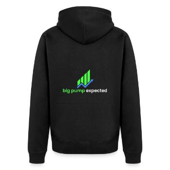 große Pumpe erwartet - Unisex Premium Bio Zip Hoodie - Schwarz - Hinten - Nico (187cm)