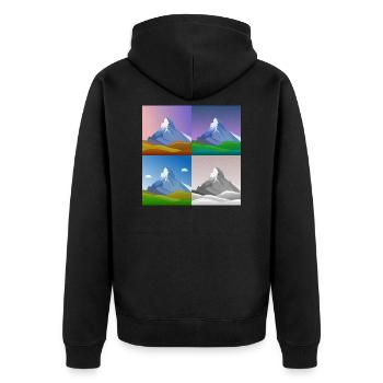 bunte Berge, Matterhorn, Schweiz, Alpen, alps - Unisex Premium Bio Zip Hoodie - Schwarz - Hinten - Nico (187cm)