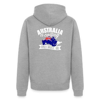 Australie - Veste à capuche bio Premium Unisexe - gris chiné - Dos - Nico (187cm)