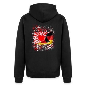 Freundschaft Japan aufgehende Sonne Deutsch Flagge - Unisex Premium Bio Zip Hoodie - Schwarz - Hinten - Nico (187cm)