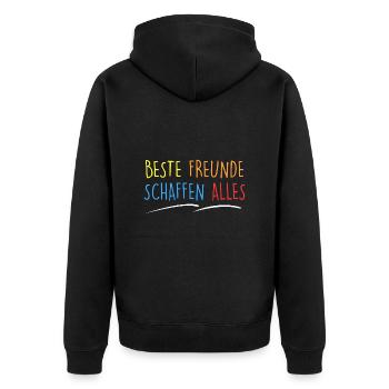 Beste Freunde schaffen Alles - Unisex Premium Bio Zip Hoodie - Schwarz - Hinten - Nico (187cm)