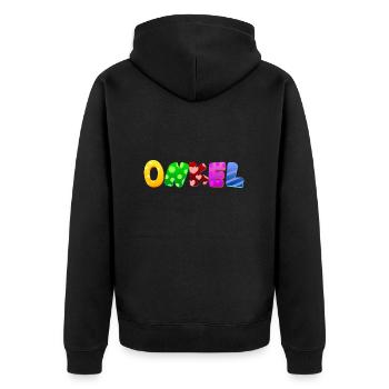 Baby Eltern Kind Geschenk Onkel Geburt Mama Papa - Unisex Premium Bio Zip Hoodie - Schwarz - Hinten - Nico (187cm)