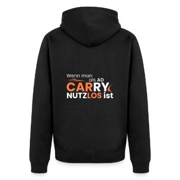 nutzlos als ADC - Unisex Premium Bio Zip Hoodie - Schwarz - Hinten - Nico (187cm)