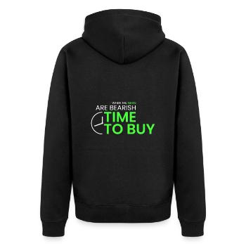 wenn die Nachrichten bärisch sind - Unisex Premium Bio Zip Hoodie - Schwarz - Hinten - Nico (187cm)