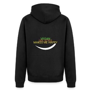 mode de vie végétalien - Je suis heureux - Veste à capuche bio Premium Unisexe - noir - Dos - Nico (187cm)
