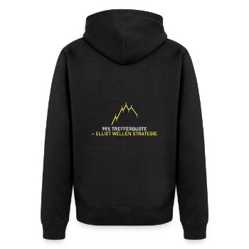 Elliot Wellen Strategie - Unisex Premium Bio Zip Hoodie - Schwarz - Hinten - Nico (187cm)