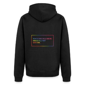 Wenn ich meine Brille abnehme - Unisex Premium Bio Zip Hoodie - Schwarz - Hinten - Nico (187cm)