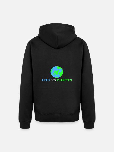 Held des Planeten - Unisex Premium Bio Zip Hoodie - Schwarz