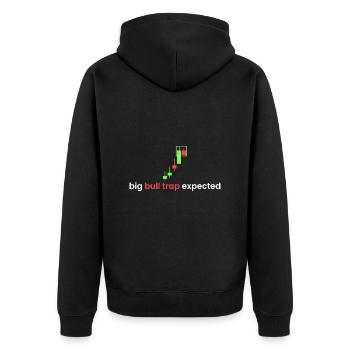 Big bull expected - Unisex Premium Organic Zip Hoodie - black - Back - Nico (187cm)