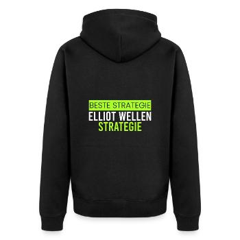 Elliot Wellen Strategie - Unisex Premium Bio Zip Hoodie - Schwarz - Hinten - Nico (187cm)