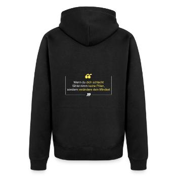 verändere dein Mindset - Unisex Premium Bio Zip Hoodie - Schwarz - Hinten - Nico (187cm)