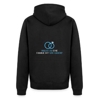 Willst du eine Familie haben? - Unisex Premium Bio Zip Hoodie - Schwarz - Hinten - Nico (187cm)