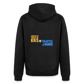 Horror for truckers: traffic jams - Unisex Premium Organic Zip Hoodie - black - Back - Nico (187cm)