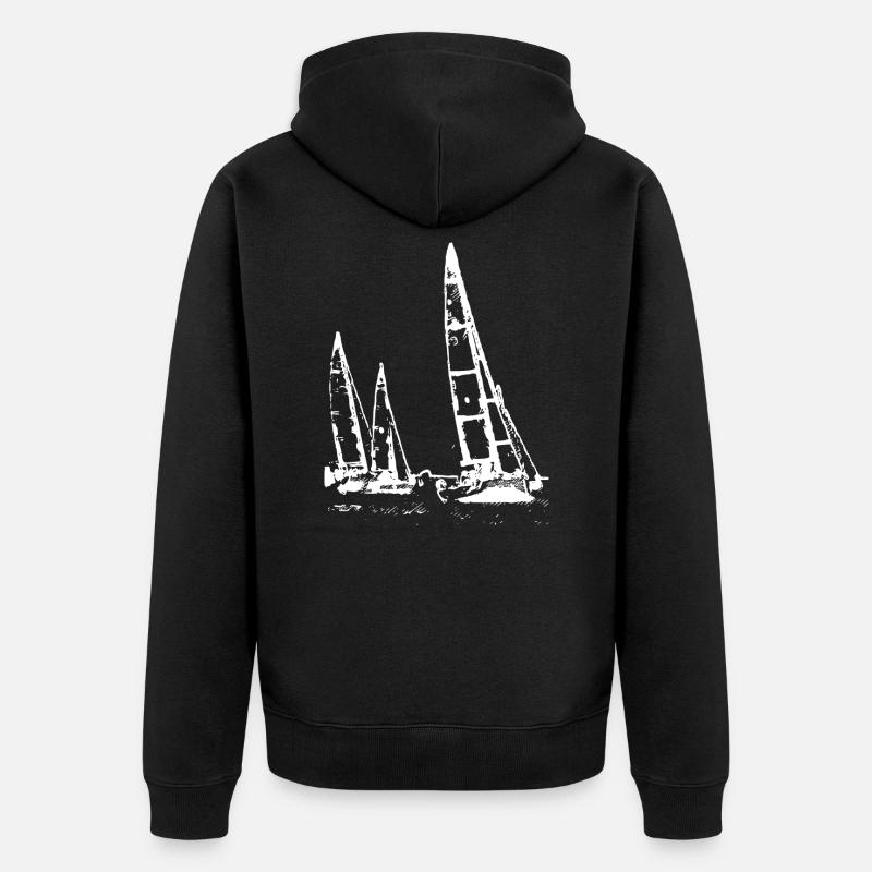 Régate en Bretagne - white - Veste à capuche bio Premium Unisexe - noir