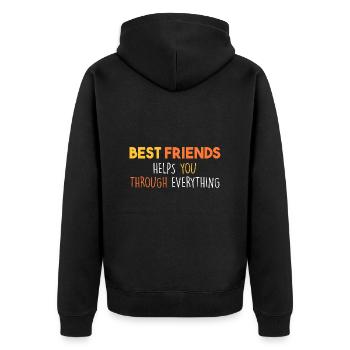 Beste Freunde helfen dir durch alles - Unisex Premium Bio Zip Hoodie - Schwarz - Hinten - Nico (187cm)