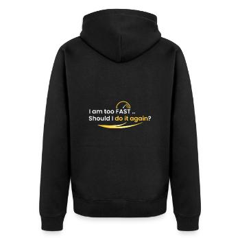 Je suis trop rapide - Veste à capuche bio Premium Unisexe - noir - Dos - Nico (187cm)