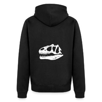 Saurophaganax Fossil - Unisex Premium Bio Zip Hoodie - Schwarz - Hinten - Nico (187cm)