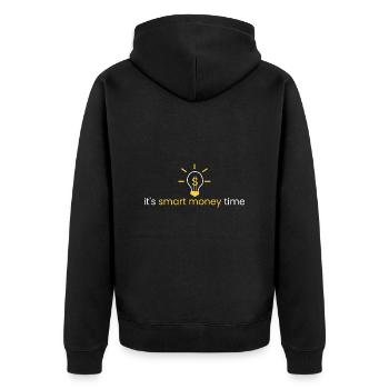 it's time for smart money - Unisex Premium Organic Zip Hoodie - black - Back - Nico (187cm)