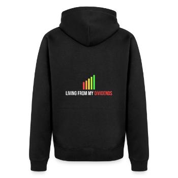 live on my dividend - Unisex Premium Organic Zip Hoodie - black - Back - Nico (187cm)
