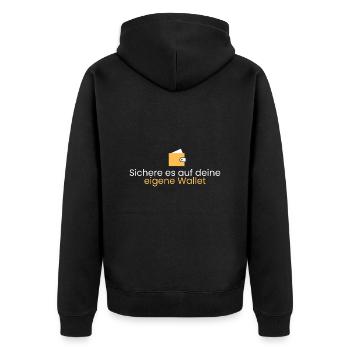 Sichere es auf deine Wallet - Unisex Premium Bio Zip Hoodie - Schwarz - Hinten - Nico (187cm)