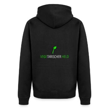 Vegetarian hero - Unisex Premium Organic Zip Hoodie - black - Back - Nico (187cm)