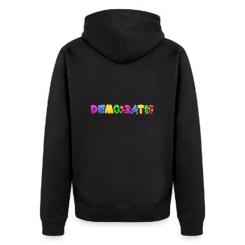 AfD stoppen gegen rechts Demokratie Vielfalt links - Unisex Premium Bio Zip Hoodie - Schwarz - Hinten - Nico (187cm)