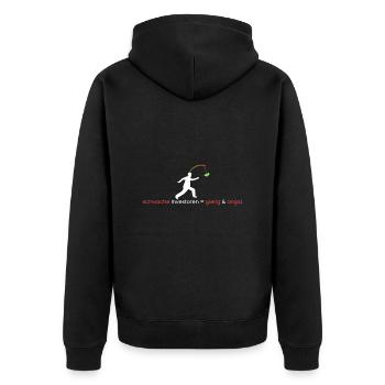 schwache Investoren=Angst - Unisex Premium Bio Zip Hoodie - Schwarz - Hinten - Nico (187cm)
