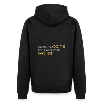 Transfer coins to your wallet - Unisex Premium Organic Zip Hoodie - black - Back - Nico (187cm)