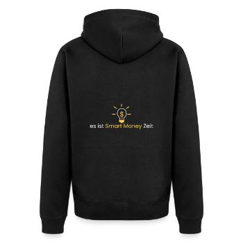 es ist Smart Money Zeit - Unisex Premium Bio Zip Hoodie - Schwarz - Hinten - Nico (187cm)