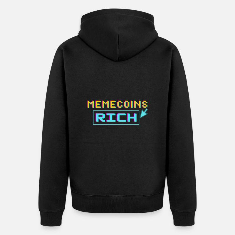 Memecoins -> riche - Veste à capuche bio Premium Unisexe - noir